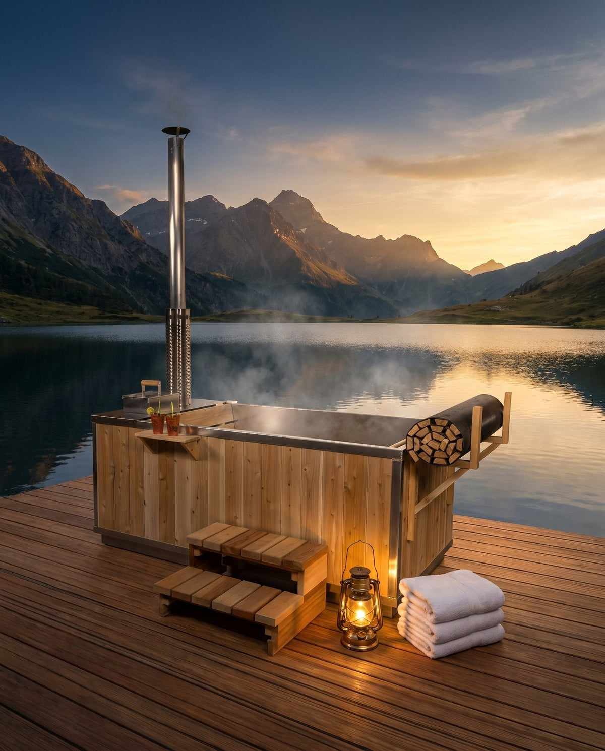 Starlight wood-burning cedar hot tub