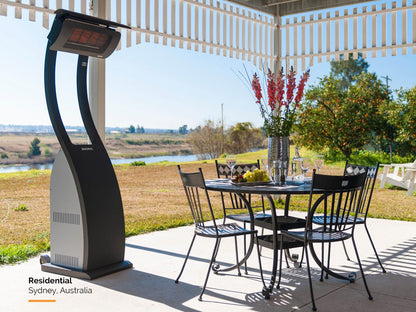 Tungsten Portable heating a residential patio