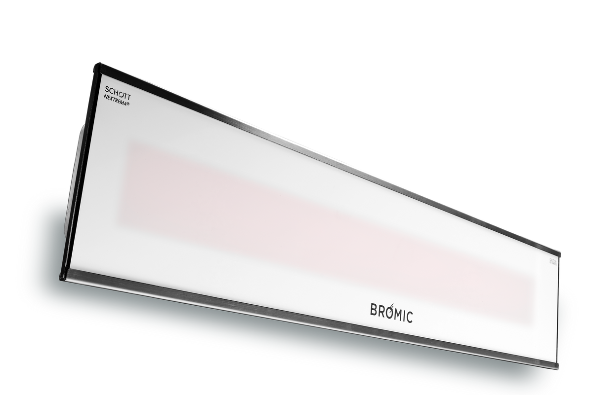 Bromic Platinum Electric white heater, angled view