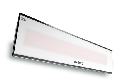 Bromic Platinum Electric white heater, angled view