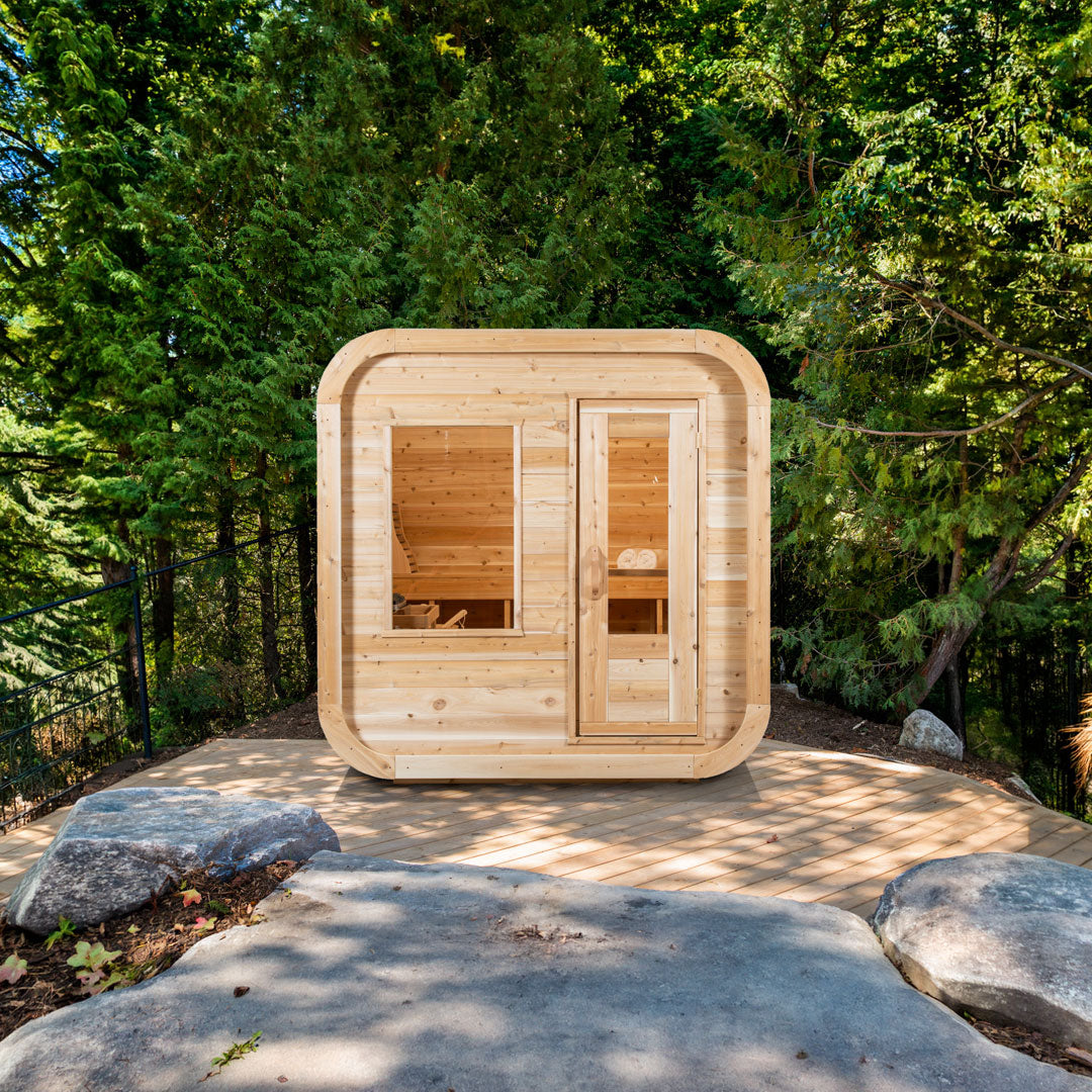 Canadian Timber Luna Sauna with signature rounded profile