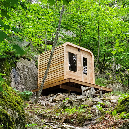 Luna sauna in backyard setting