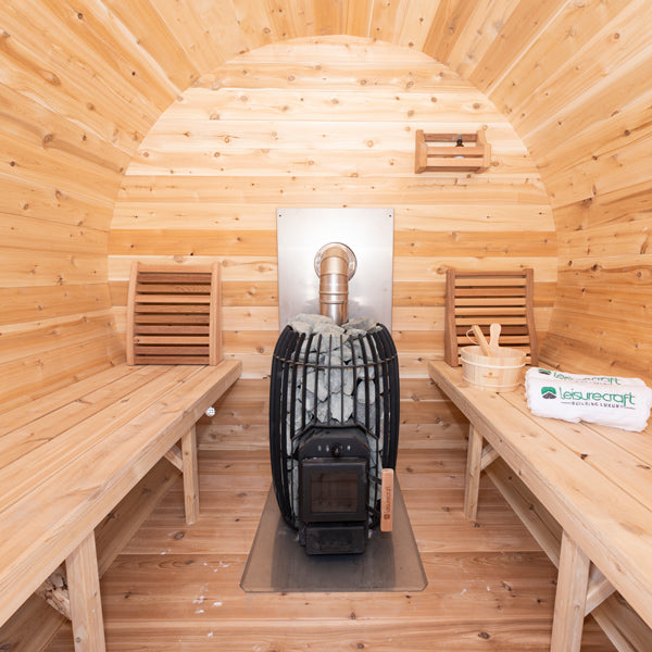 Elation sauna interior with flat floor