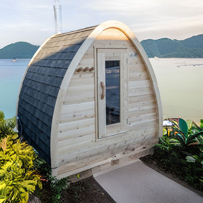 MiniPOD sauna in garden setting