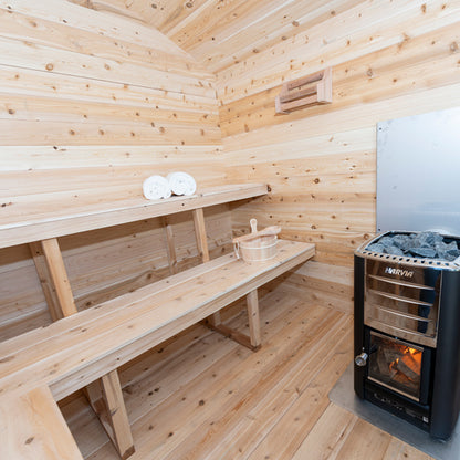 Cabin sauna interior benches