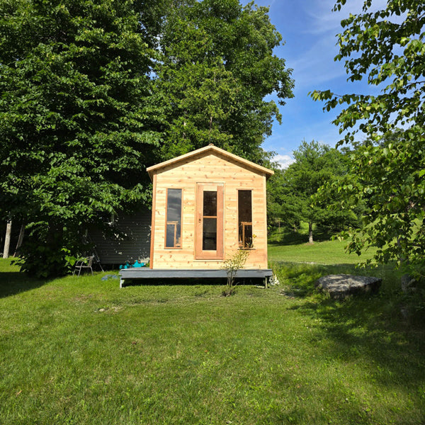 Cabin sauna lakeside setting