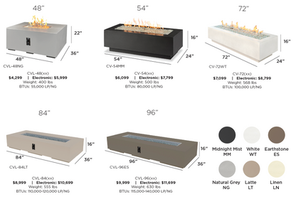 Cove linear fire pit dimensions