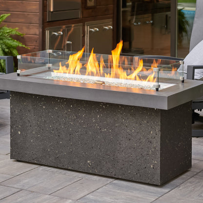 Key Largo fire table with glass wind guard