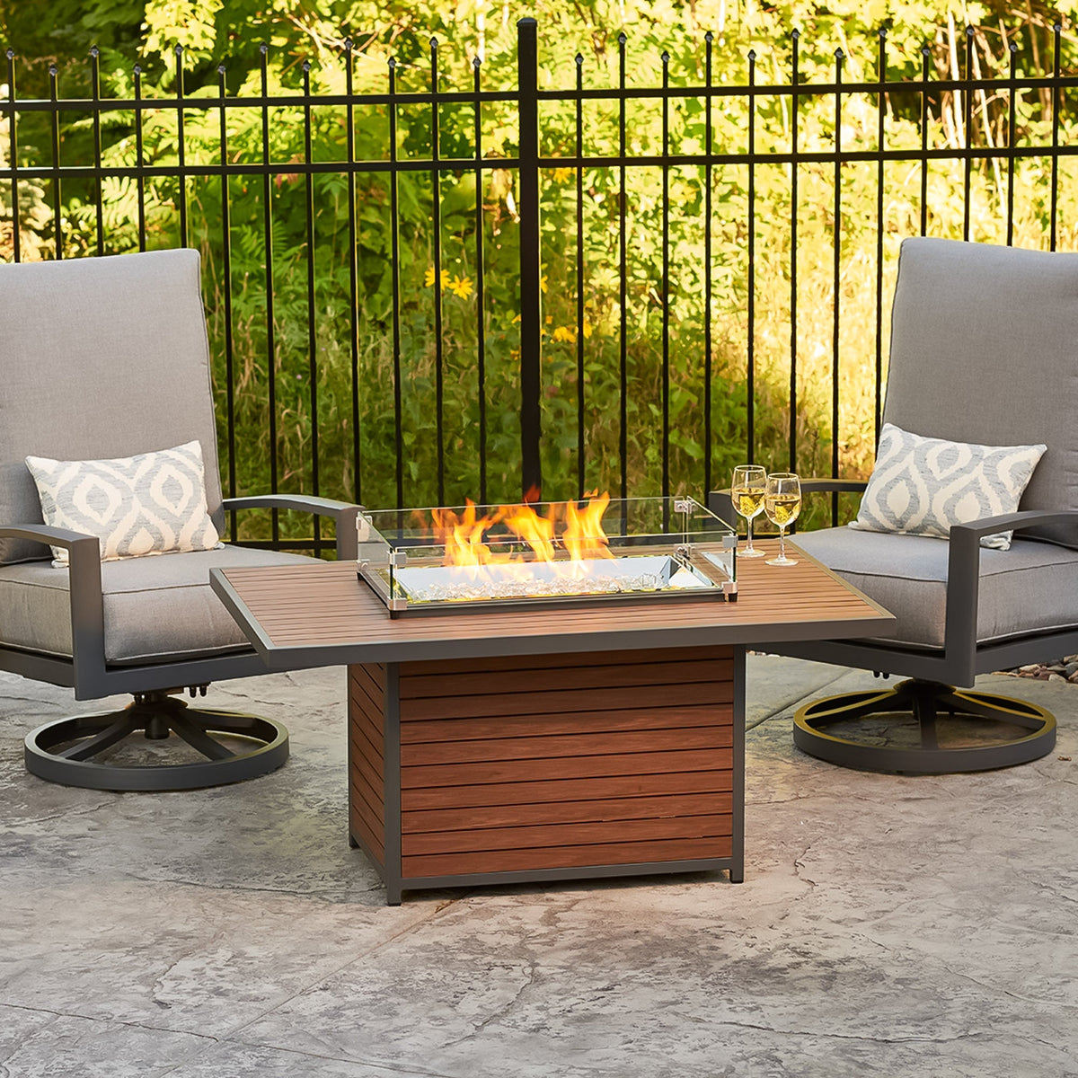 Kenwood fire table glass wind guard detail