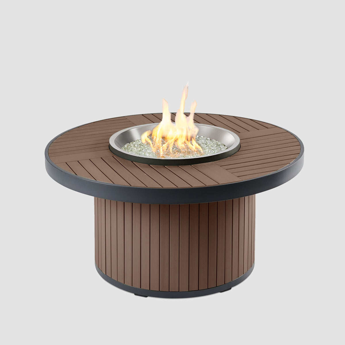 Kenwood round chat height fire table with flame