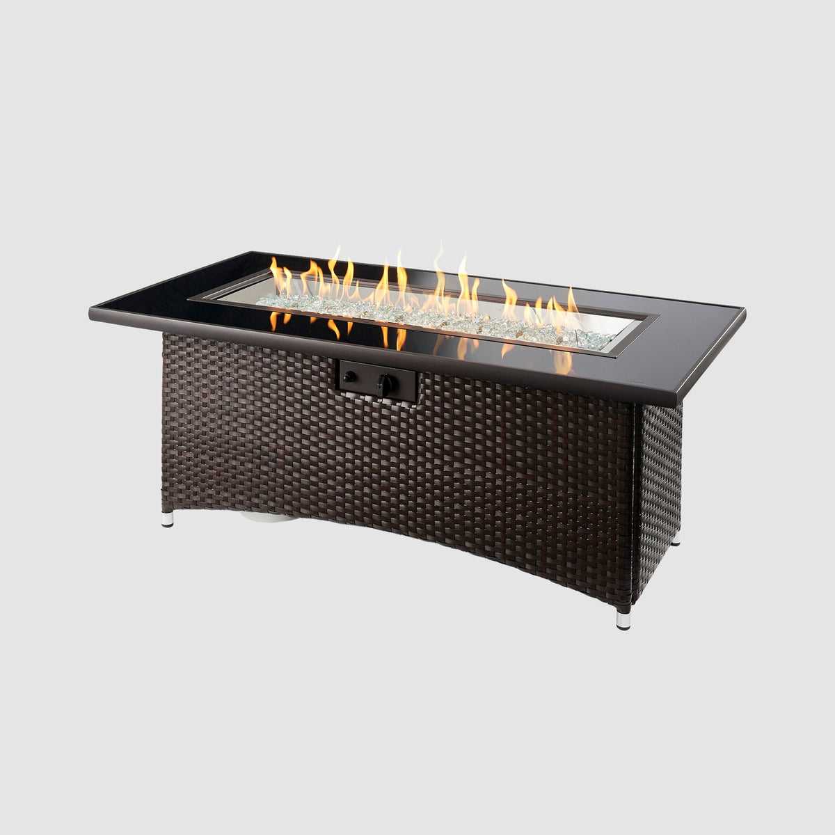 Montego linear gas fire table with flame