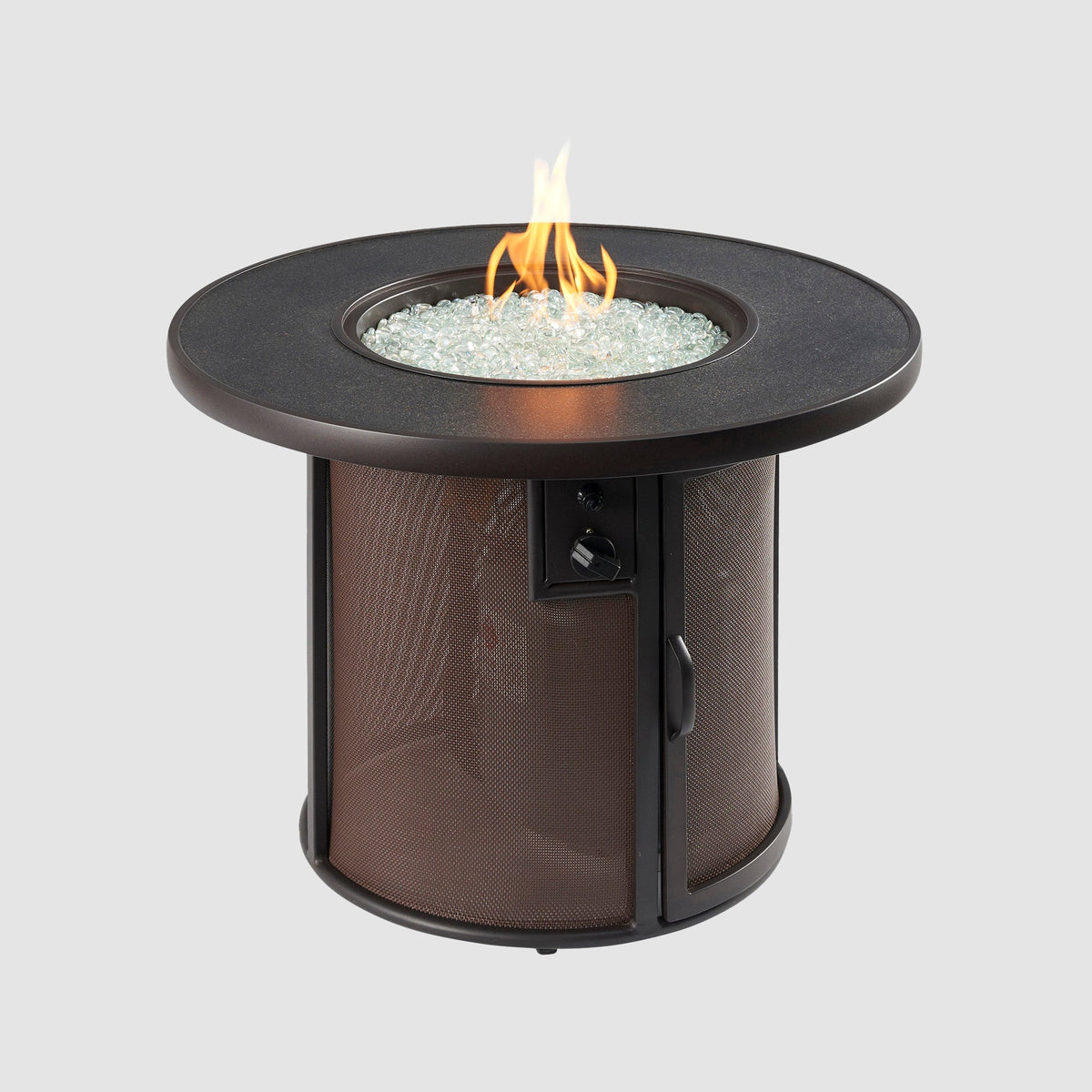 Stonefire round gas fire pit table with flame