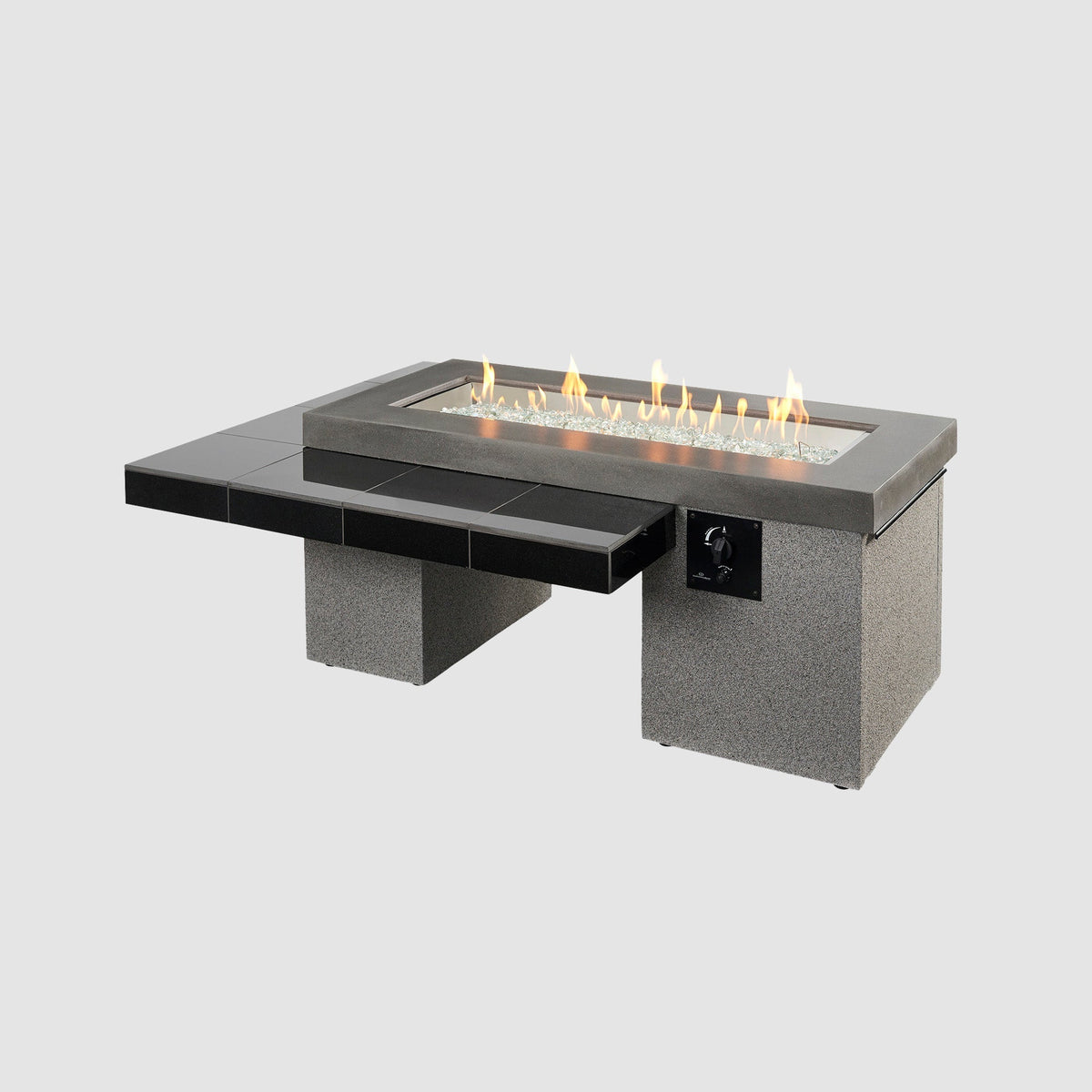 Uptown linear gas fire table black with flame