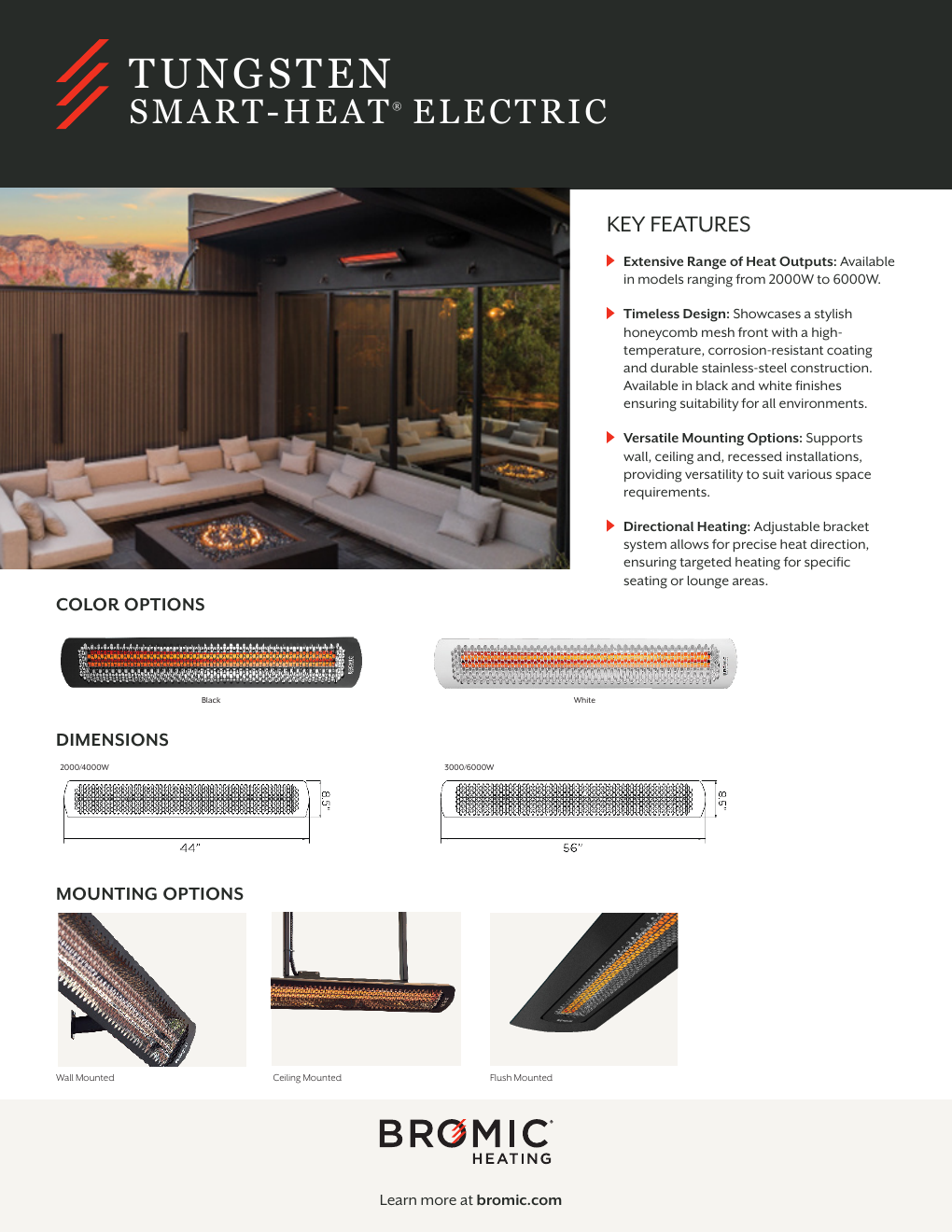 Tungsten Electric dimensions and clearances sheet