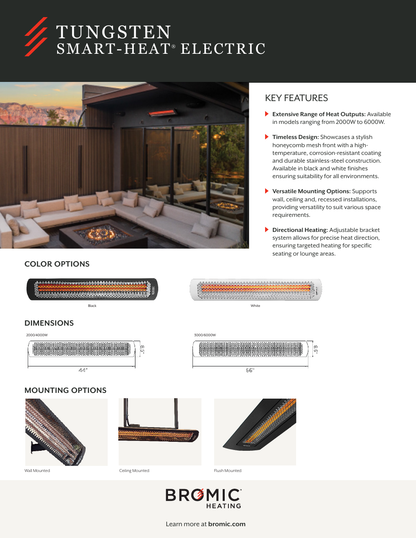 Tungsten Electric dimensions and clearances sheet