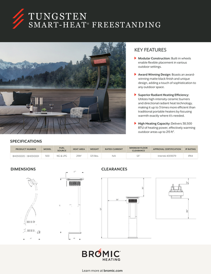 Tungsten Portable dimensions and clearances sheet