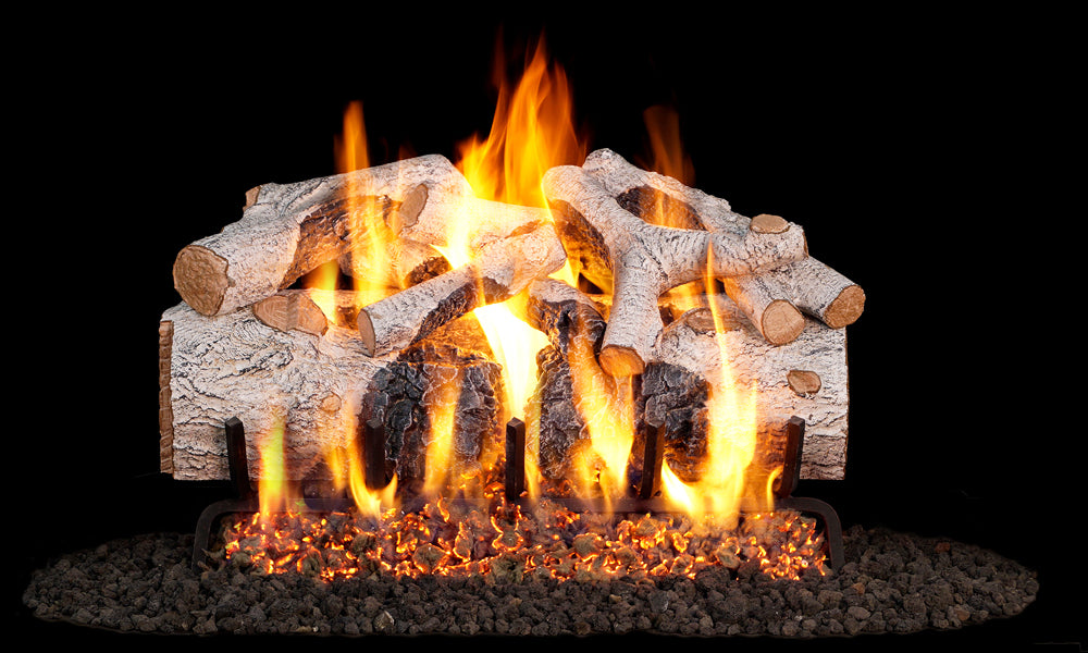 Real Fyre Charred Mountain Birch gas logs burning