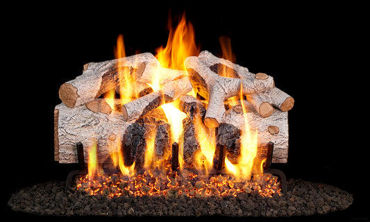 Real Fyre Charred Mountain Birch gas logs burning