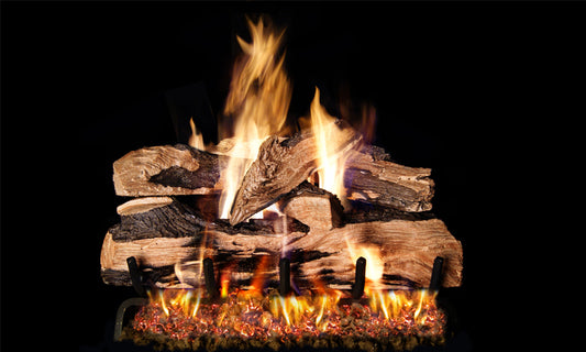 Real Fyre Split Oak Designer Plus gas logs burning